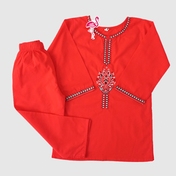 Embroidered Kurta Shalwar Orange