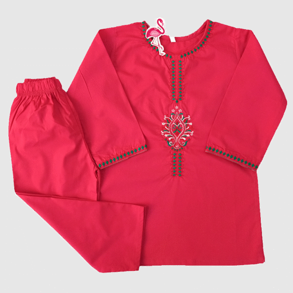 Embroidered Kurta Shalwar Shocking Pink