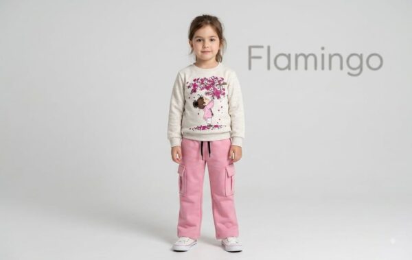 Track Suit Cargo Trousers- Cherry Blossom - Oatmeal & Baby Pink