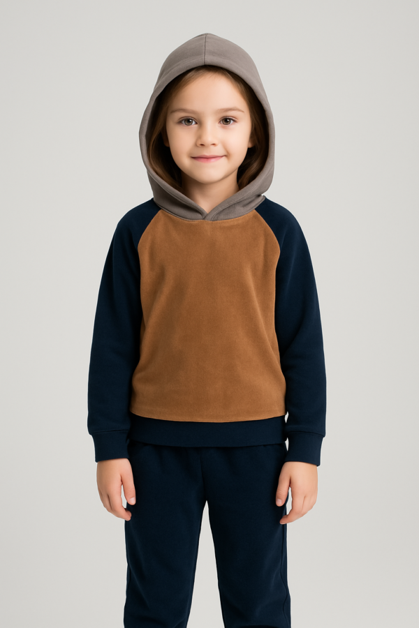 Velvet Hood Track Suit - Brown & Green